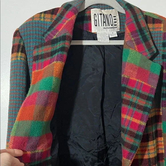 Gitano Multicolor Wool-Blend Plaid Patchwork Blazer - Picture 5 of 6